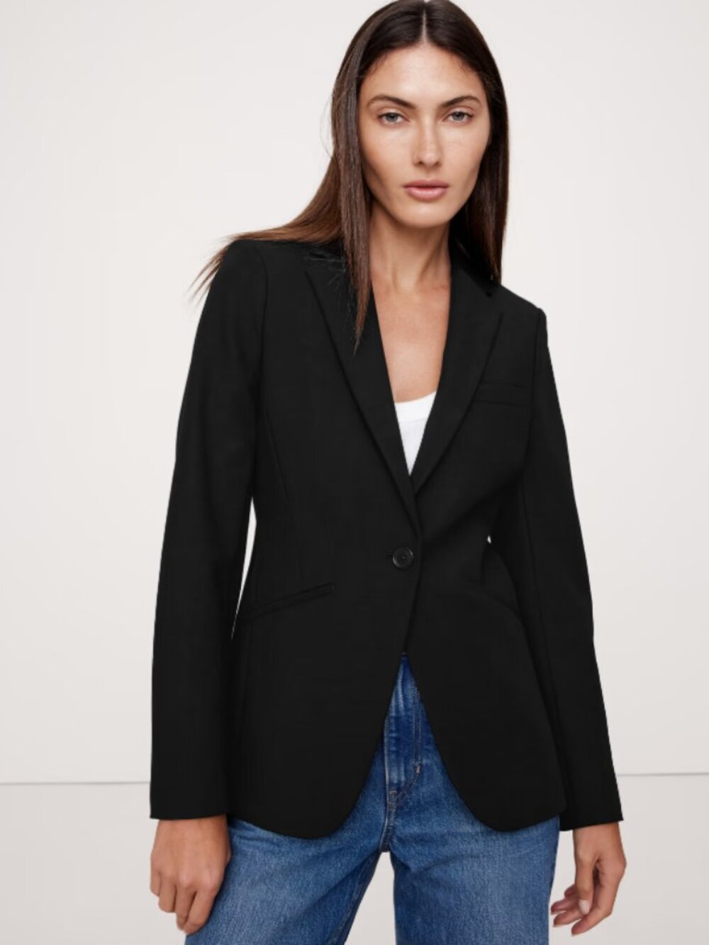 Banana Republic Slim Refined Blazer Black Single Button Size 10